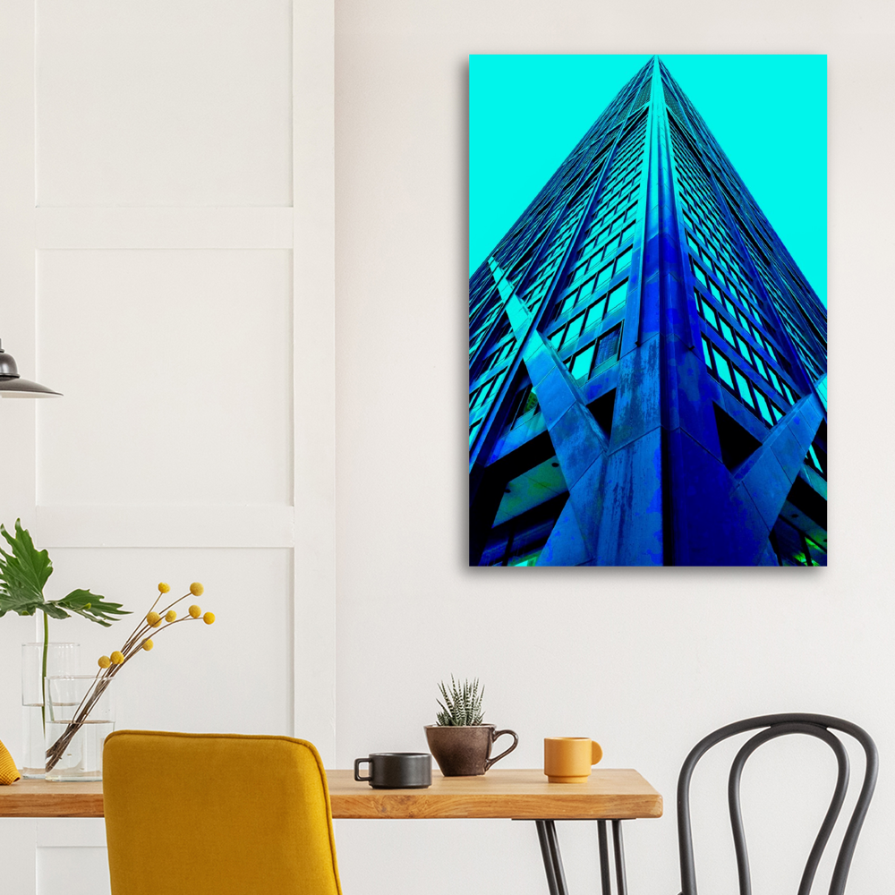 Meet me here blue on wall