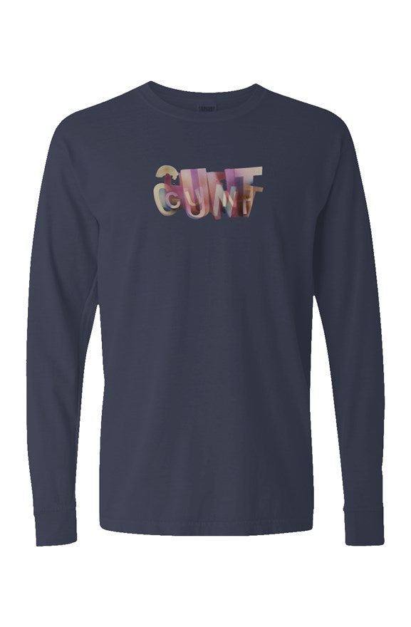 Unisex Pigment Dyed Heavyweight Long Sleeve T Shirt - Cunt