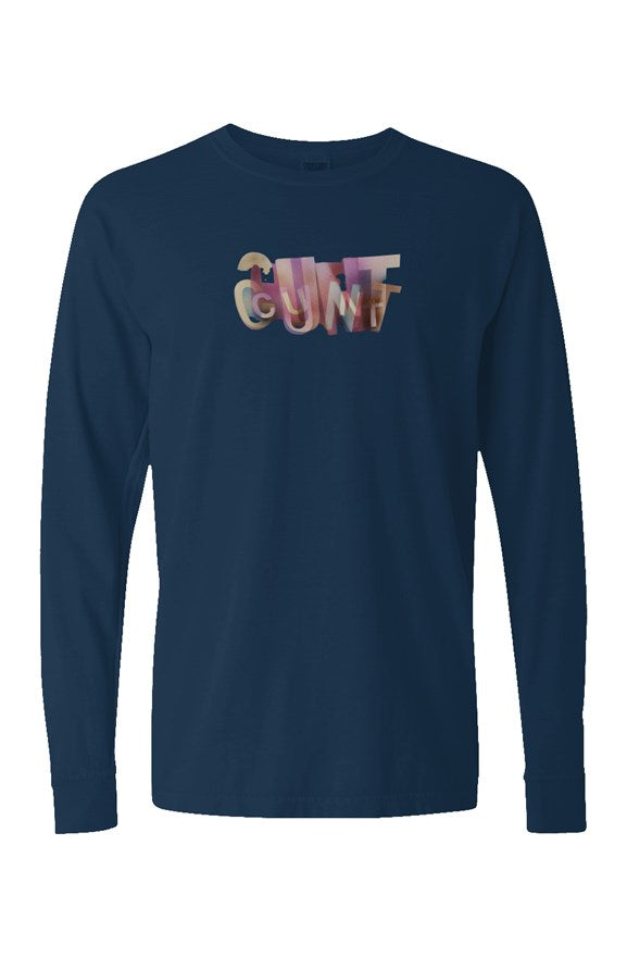 Unisex Pigment Dyed Heavyweight Long Sleeve T Shirt - Cunt